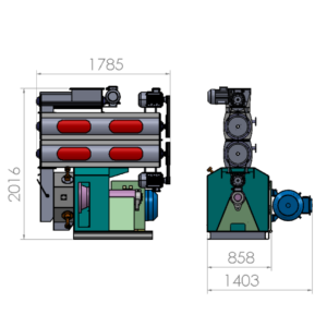 3 t/h feed pellet mill — dimensioned drawing (1785 × 2016 mm)